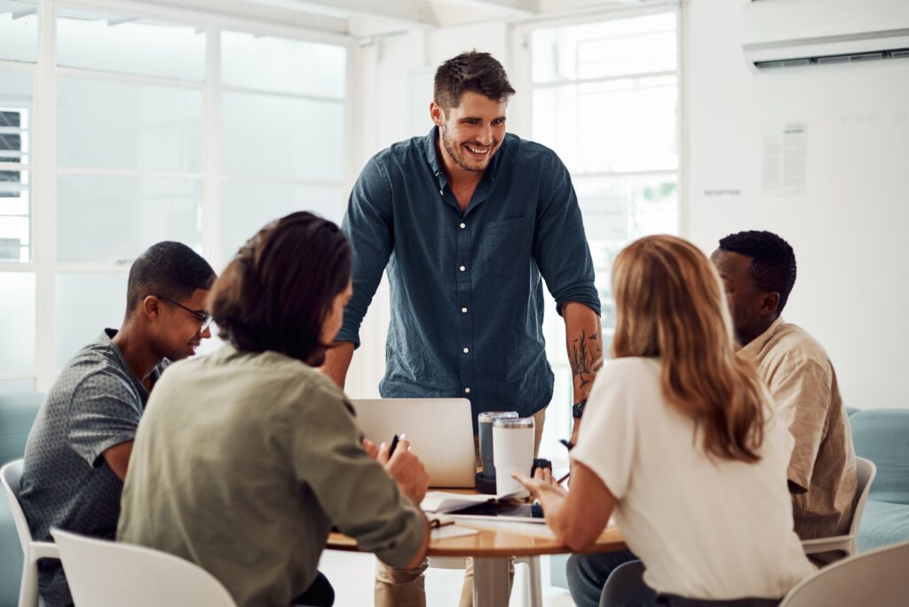 Teamwork,,Meeting,And,Manager,For,Training,In,Office,,Coworking,And